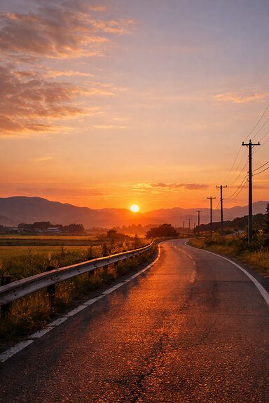 夕暮れの道